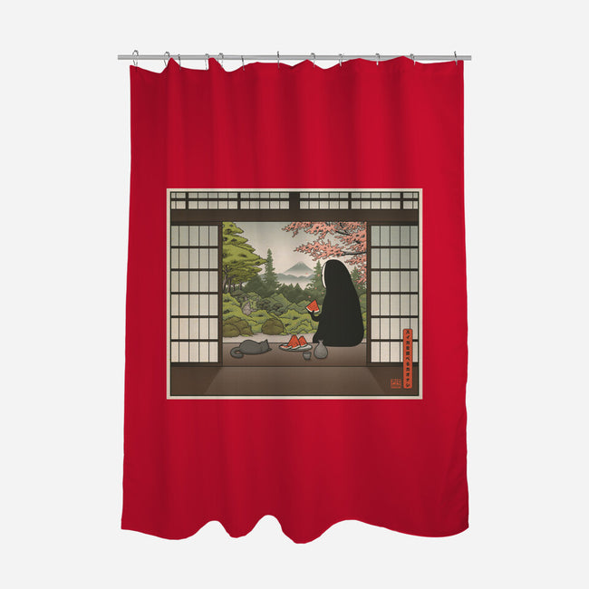 Watermelon Snack-none polyester shower curtain-pigboom
