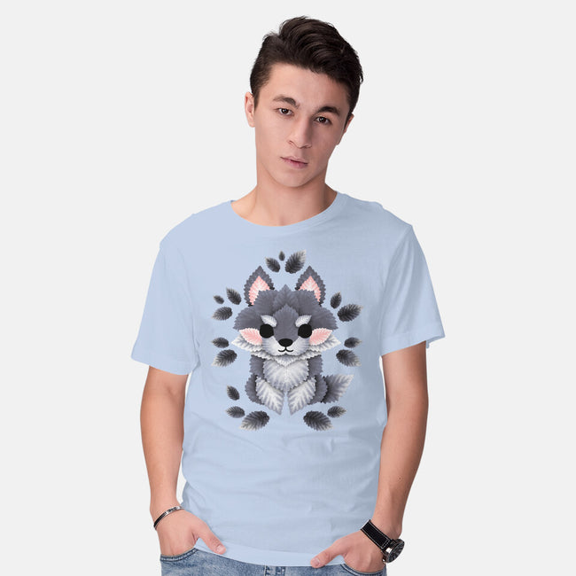 Little Wolf Of Leaves-mens basic tee-NemiMakeit