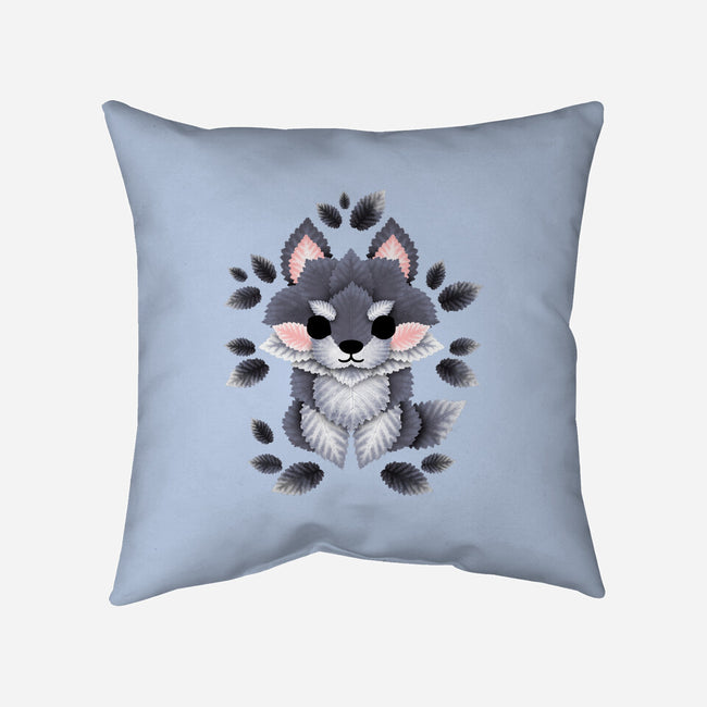 Little Wolf Of Leaves-none removable cover throw pillow-NemiMakeit