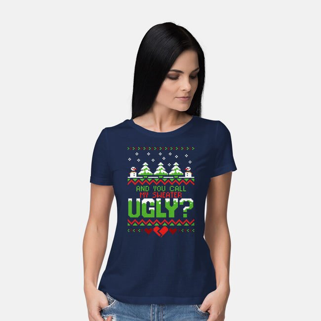 You Call Me Ugly?-womens basic tee-theteenosaur