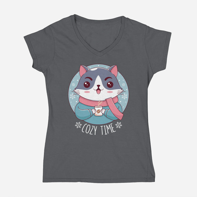 The Coziest Time-womens v-neck tee-Alundrart