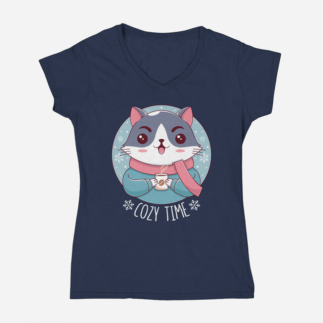 The Coziest Time-womens v-neck tee-Alundrart