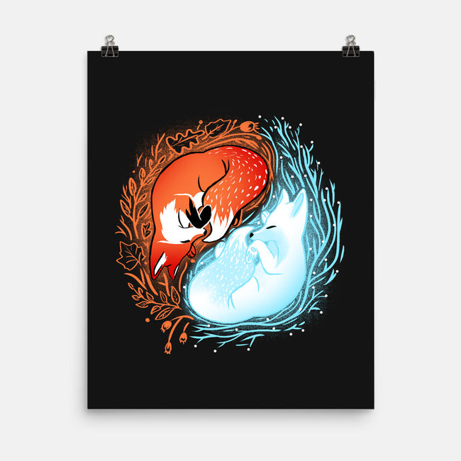 Autumn And Winter Fox-none matte poster-IKILO