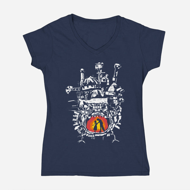Howl's Castle-womens v-neck tee-RamenBoy