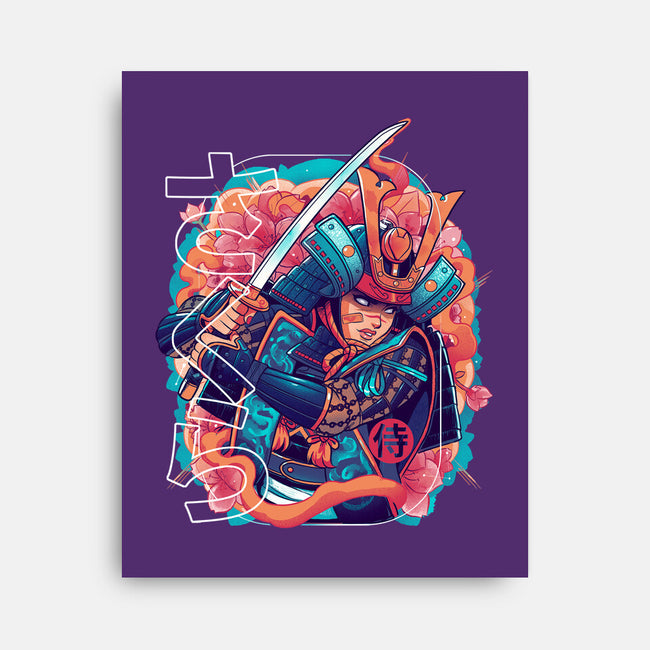 Sakura Floral Samurai-none stretched canvas-Bruno Mota