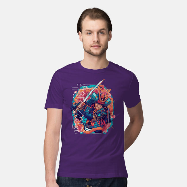 Sakura Floral Samurai-mens premium tee-Bruno Mota