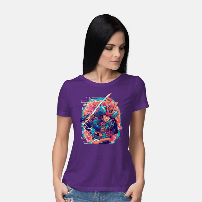 Sakura Floral Samurai-womens basic tee-Bruno Mota