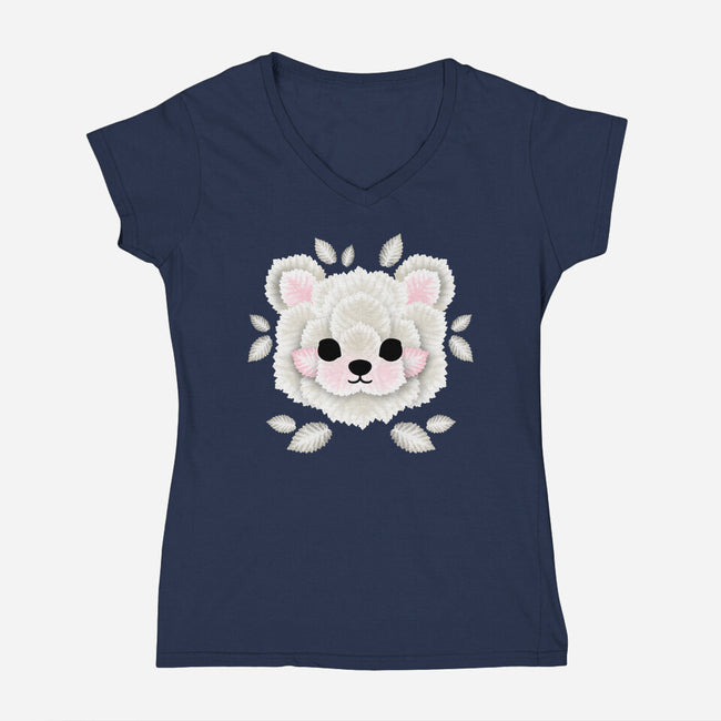 Polar Bear Of Leaves-womens v-neck tee-NemiMakeit