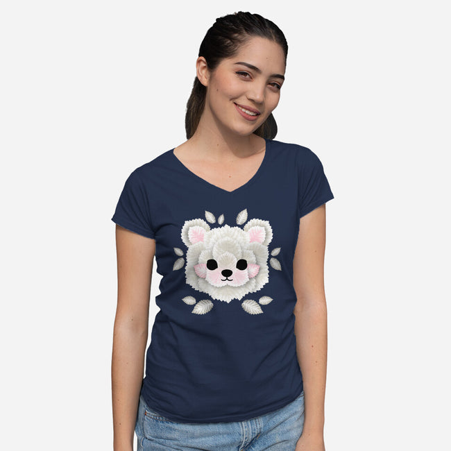 Polar Bear Of Leaves-womens v-neck tee-NemiMakeit