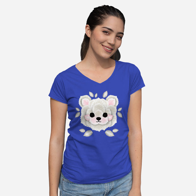 Polar Bear Of Leaves-womens v-neck tee-NemiMakeit