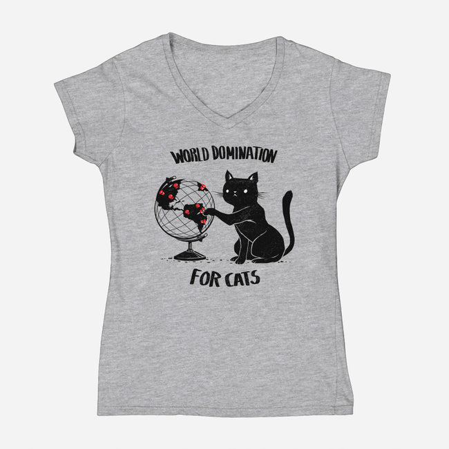 World Domination For Cats-womens v-neck tee-tobefonseca