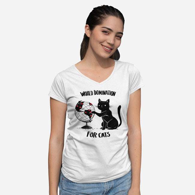 World Domination For Cats-womens v-neck tee-tobefonseca