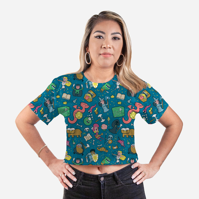 Dungeons And Patterns-womens all over print cropped tee-queenmob