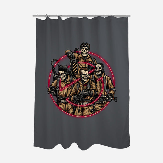 Busted Ghosts-none polyester shower curtain-glitchygorilla