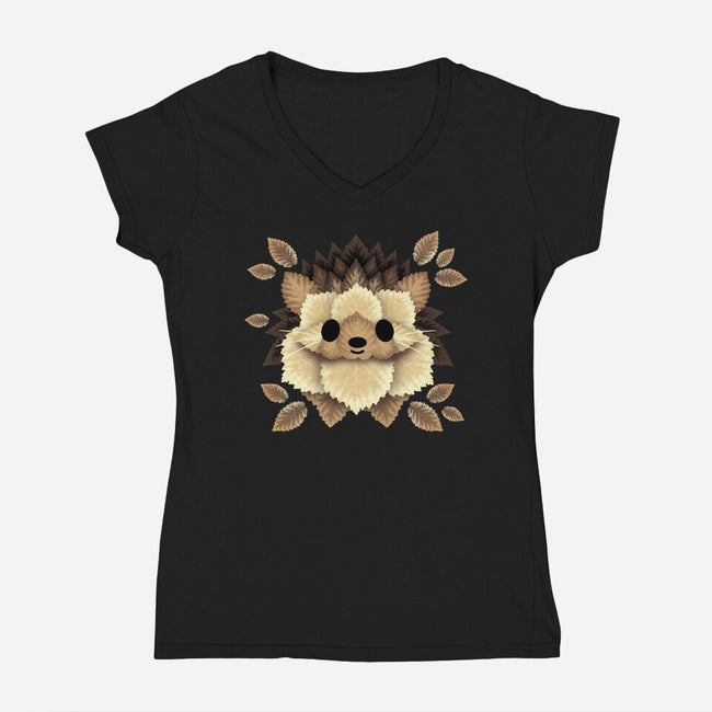 Hedgehog Of Leaves-womens v-neck tee-NemiMakeit