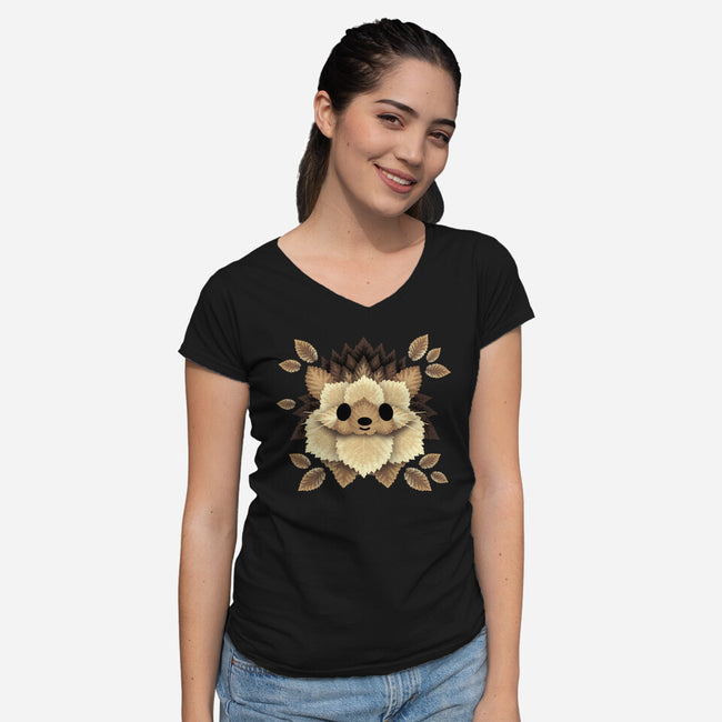 Hedgehog Of Leaves-womens v-neck tee-NemiMakeit