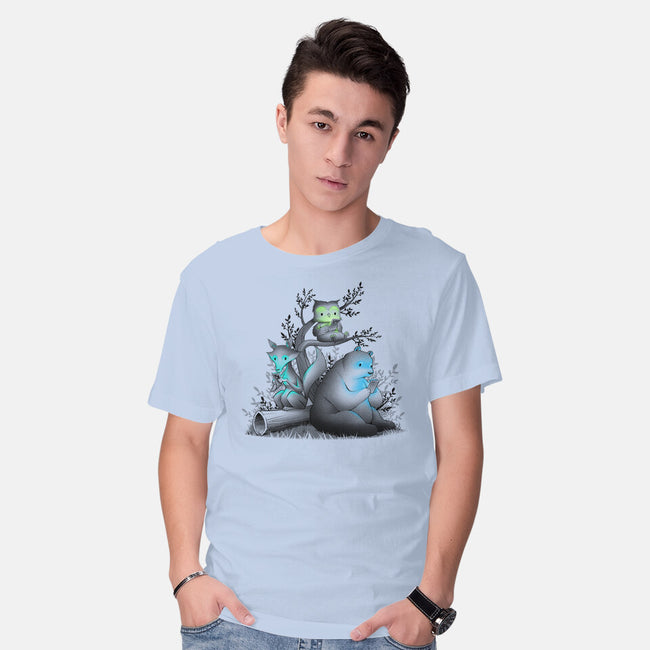 Connecting With The Forest Animals-mens basic tee-tobefonseca