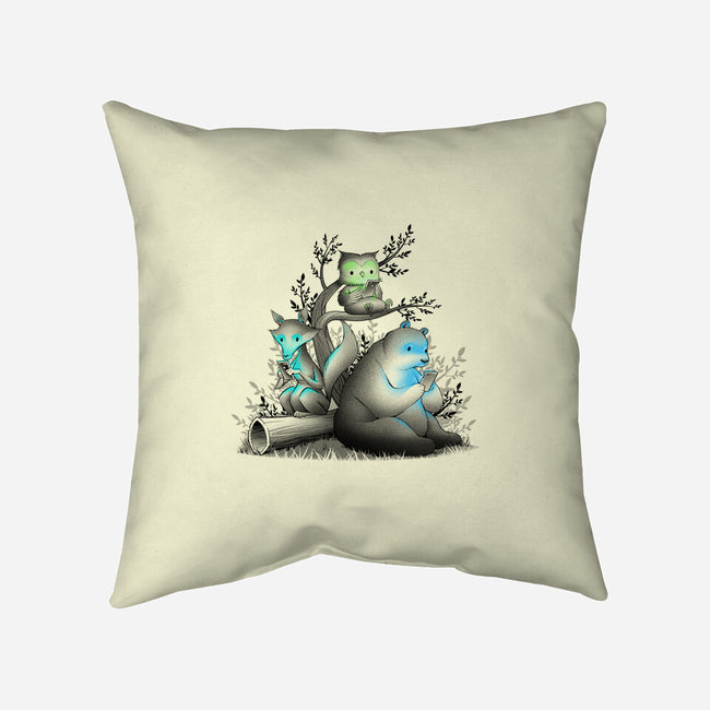 Connecting With The Forest Animals-none removable cover w insert throw pillow-tobefonseca