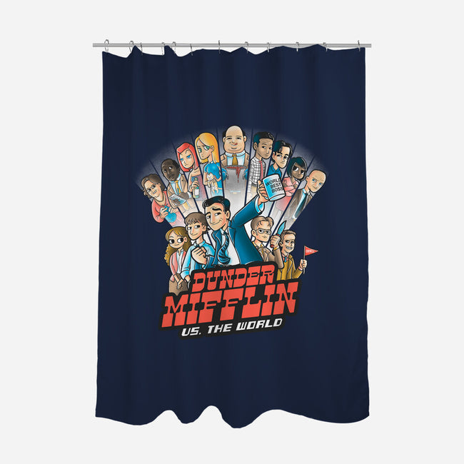 Dunder Mifflin Vs The world-none polyester shower curtain-trheewood