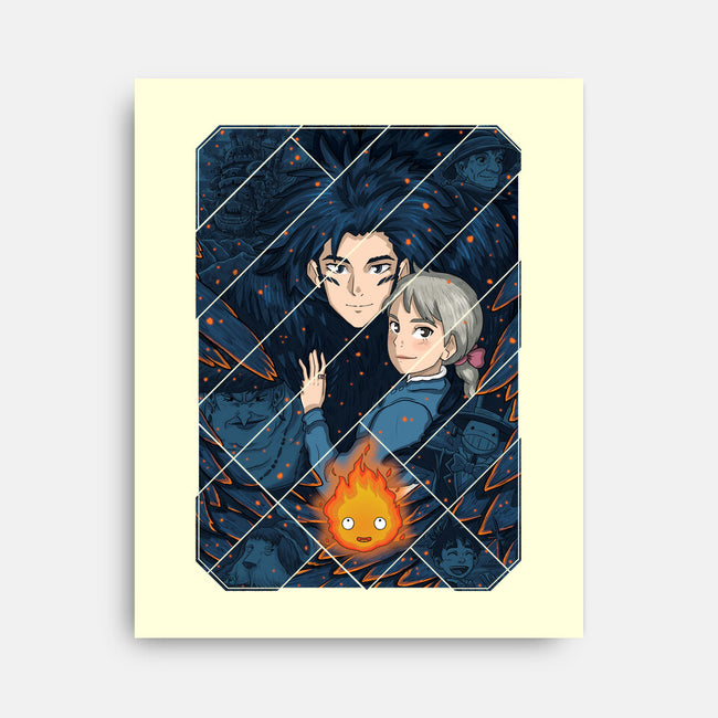 Howl's Moving Castle Tiles-none stretched canvas-danielmorris1993