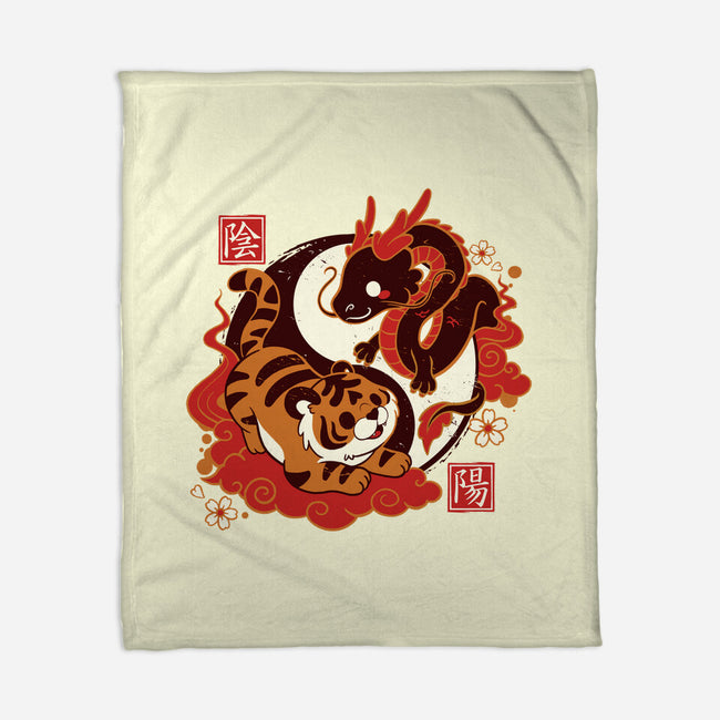 Yin And Yang Tiger Dragon-none fleece blanket-NemiMakeit