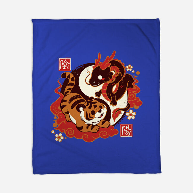 Yin And Yang Tiger Dragon-none fleece blanket-NemiMakeit