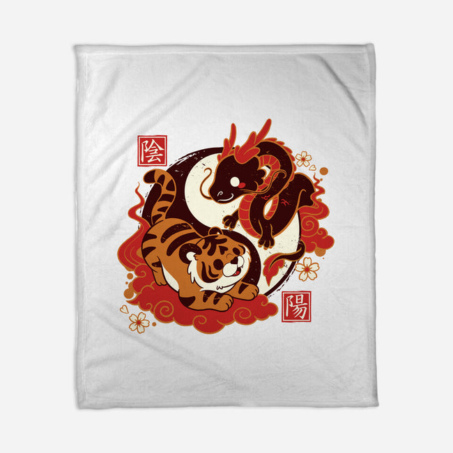 Yin And Yang Tiger Dragon-none fleece blanket-NemiMakeit