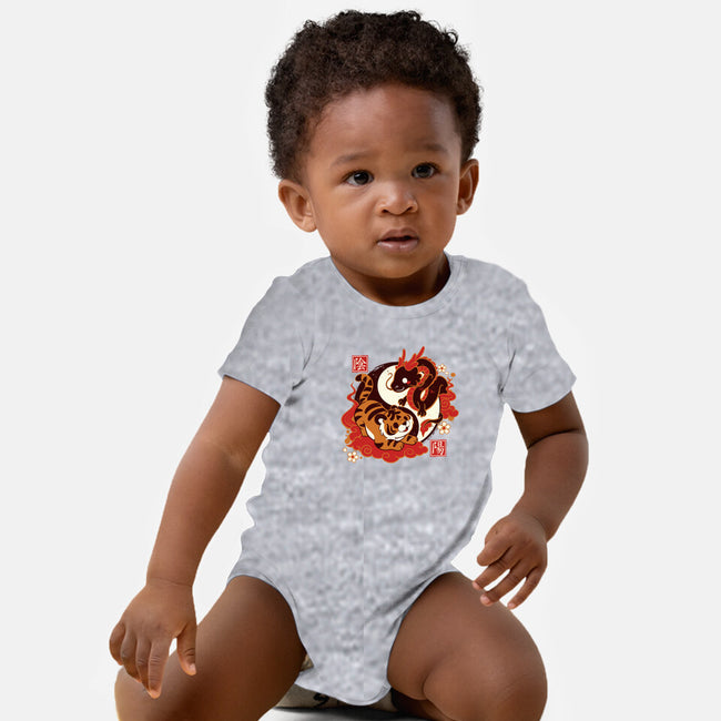 Yin And Yang Tiger Dragon-baby basic onesie-NemiMakeit