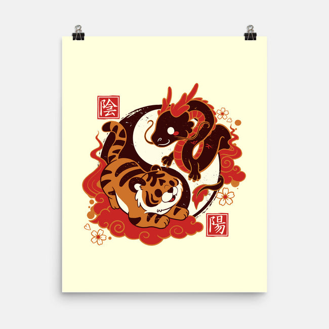 Yin And Yang Tiger Dragon-none matte poster-NemiMakeit