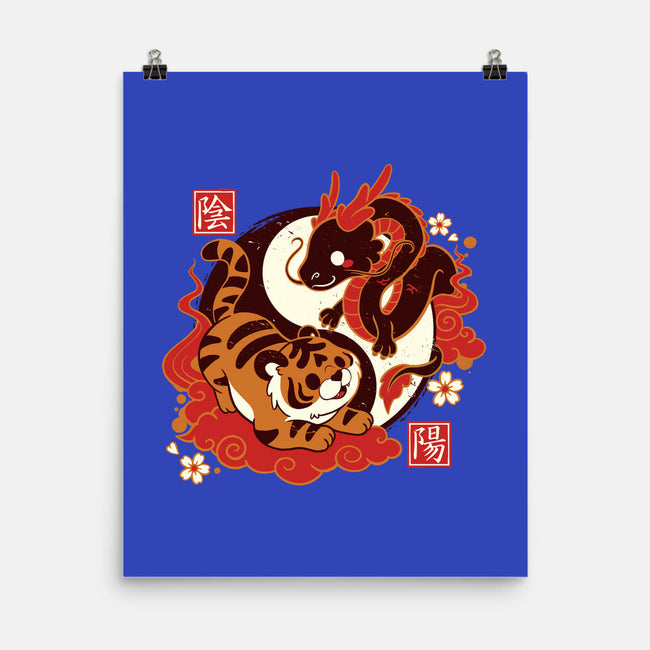 Yin And Yang Tiger Dragon-none matte poster-NemiMakeit