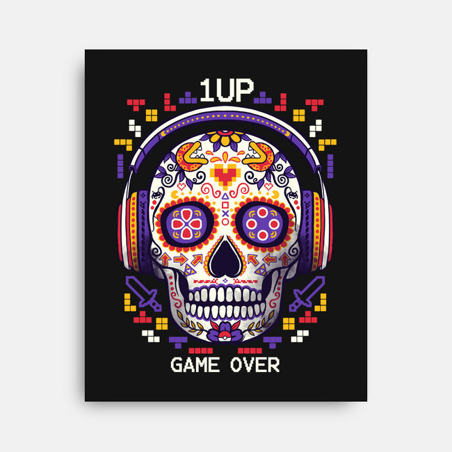 Calavera Gamer-none stretched canvas-NemiMakeit