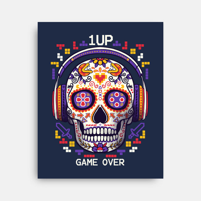 Calavera Gamer-none stretched canvas-NemiMakeit