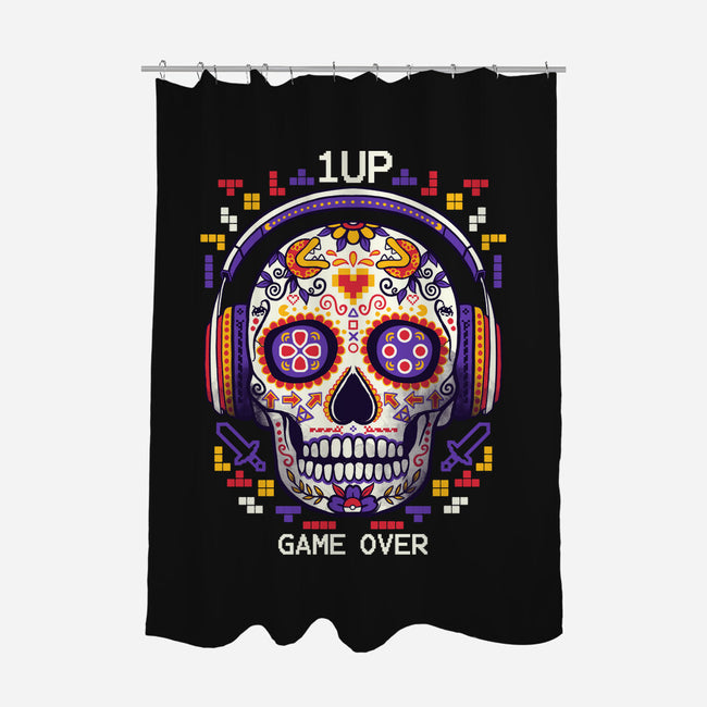 Calavera Gamer-none polyester shower curtain-NemiMakeit