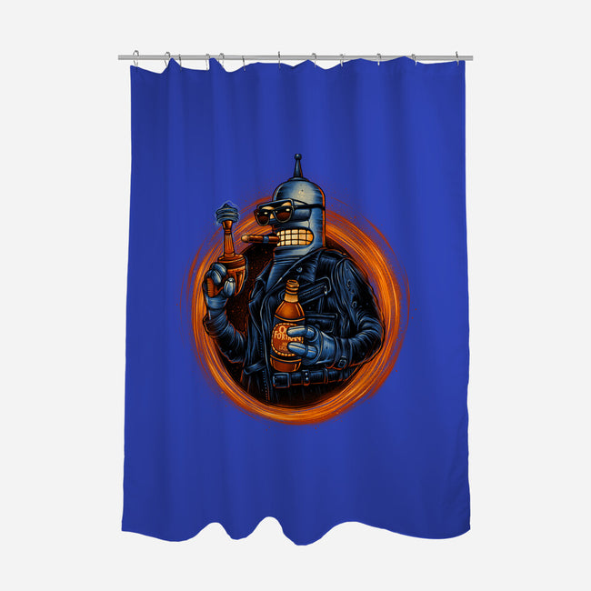 Benderminator-none polyester shower curtain-glitchygorilla