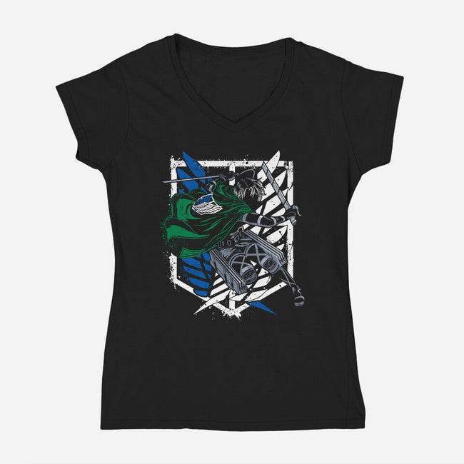 Titan Slayer-womens v-neck tee-Rogelio