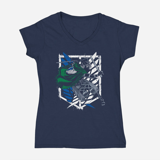 Titan Slayer-womens v-neck tee-Rogelio