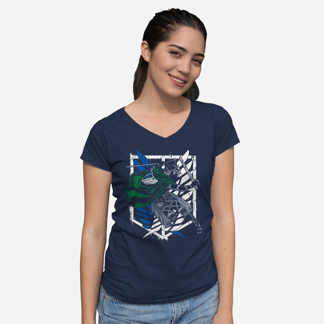 Titan Slayer-womens v-neck tee-Rogelio