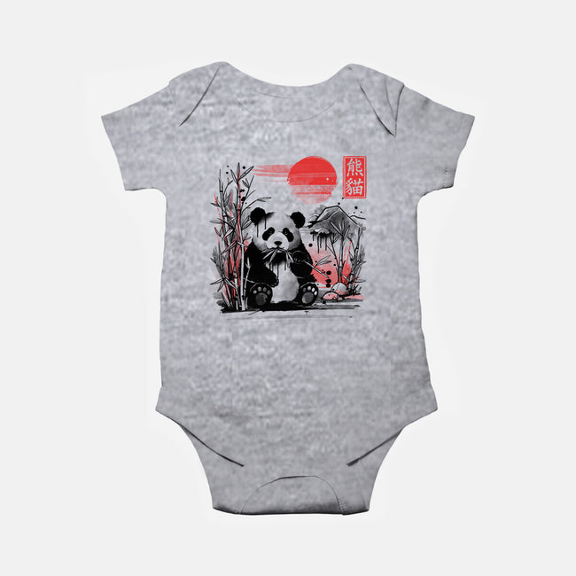 Panda Red Sun-baby basic onesie-NemiMakeit