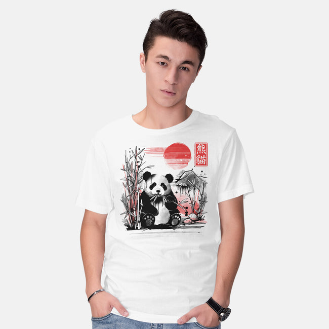 Panda Red Sun-mens basic tee-NemiMakeit