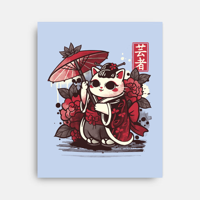 Meow Geisha-none stretched canvas-NemiMakeit