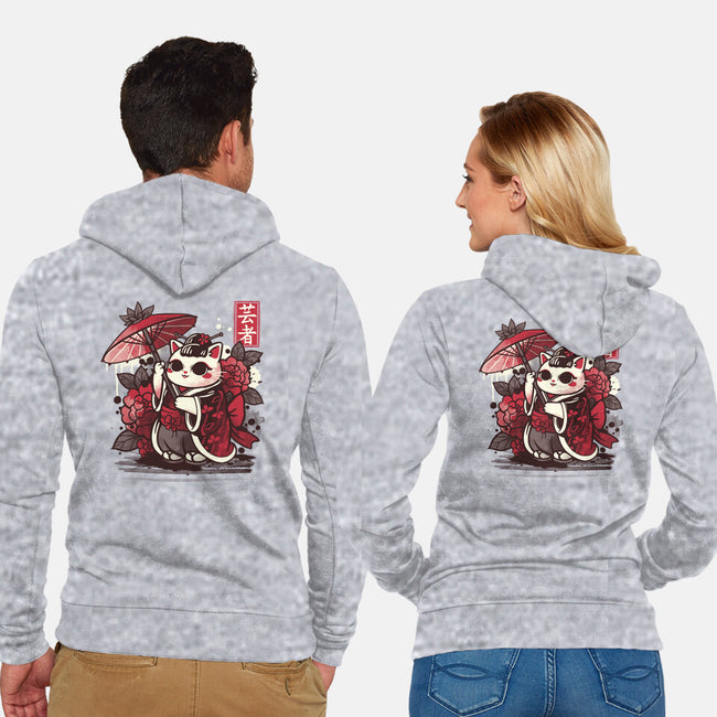 Meow Geisha-unisex zip-up sweatshirt-NemiMakeit