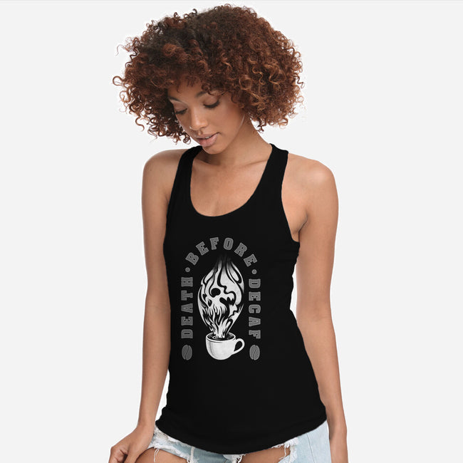 Death Before Decaf-womens racerback tank-DCLawrence