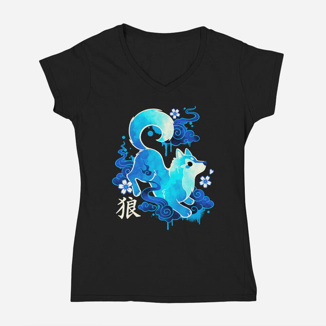 Wolf Spirit-womens v-neck tee-NemiMakeit