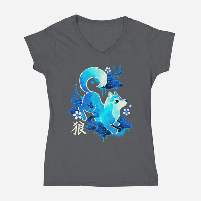 Wolf Spirit-womens v-neck tee-NemiMakeit