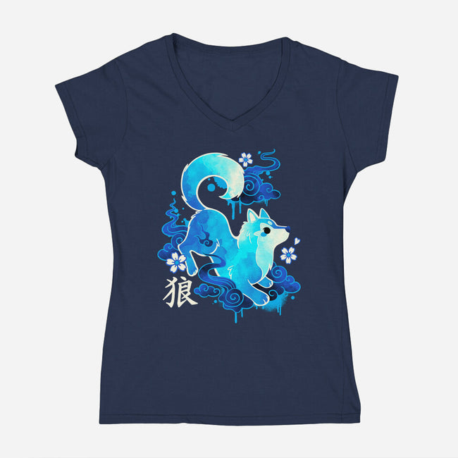 Wolf Spirit-womens v-neck tee-NemiMakeit