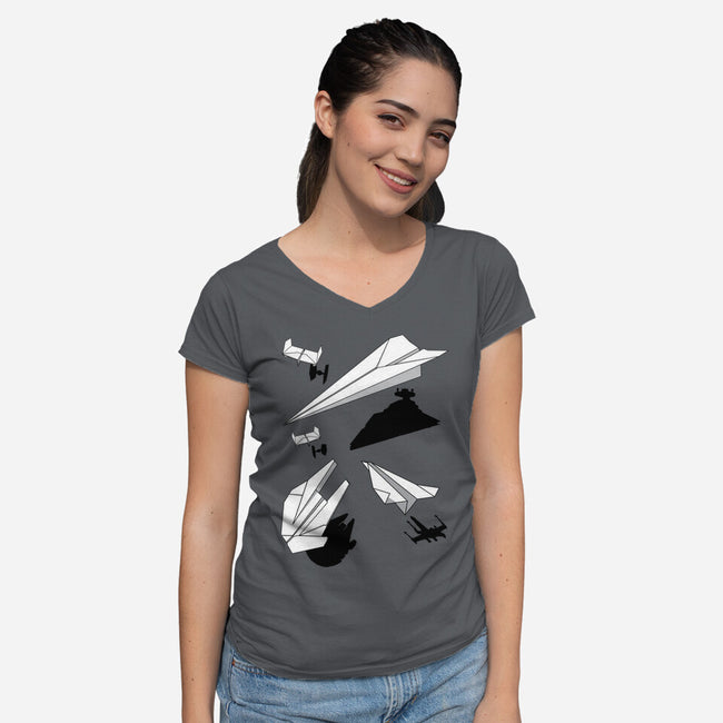 Paper Wars-womens v-neck tee-DrMonekers