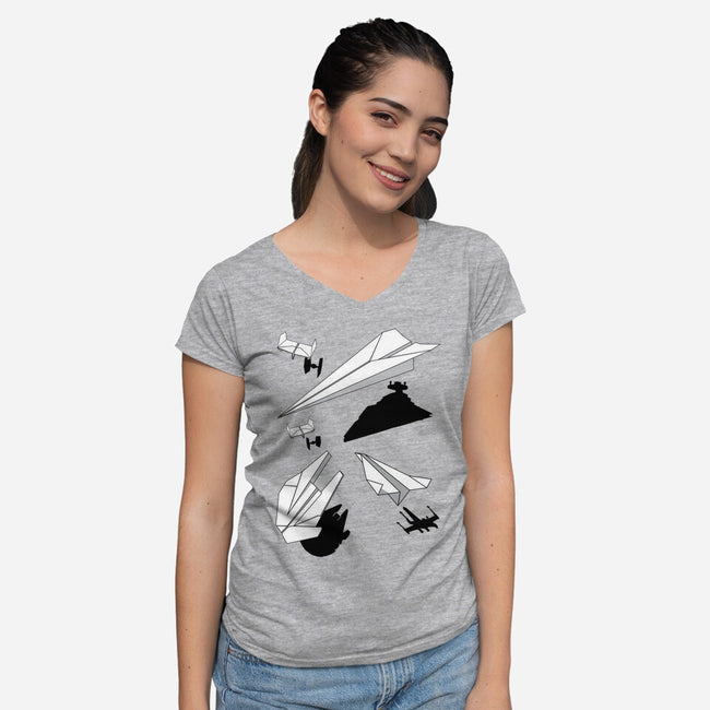 Paper Wars-womens v-neck tee-DrMonekers