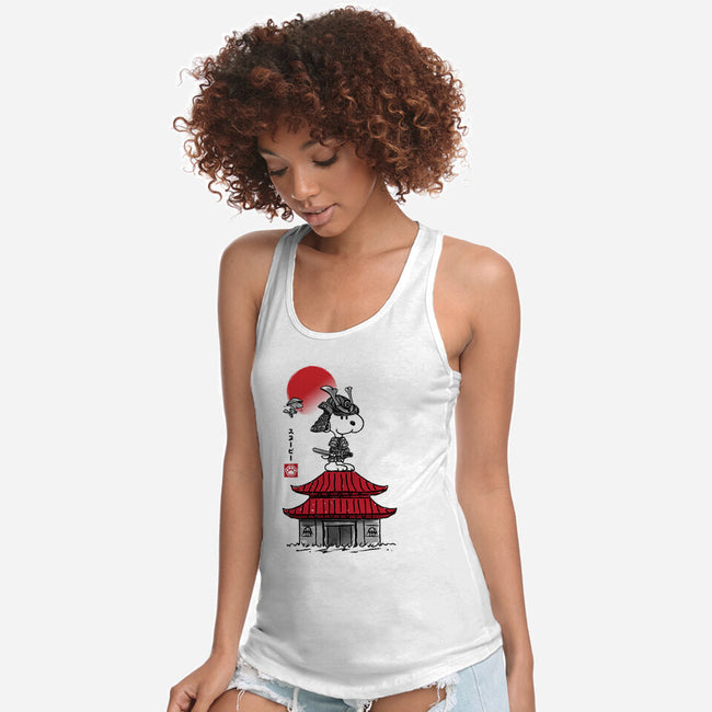 Beagle Samurai Sumi-E-womens racerback tank-DrMonekers