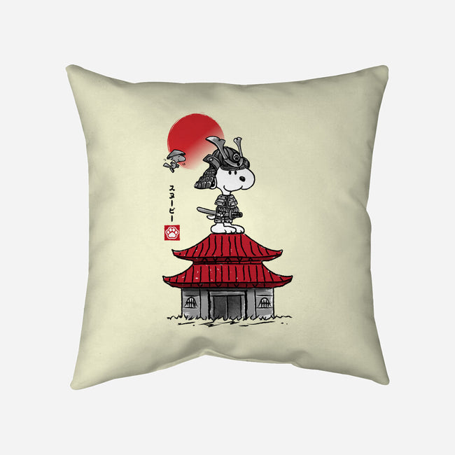 Beagle Samurai Sumi-E-none removable cover w insert throw pillow-DrMonekers