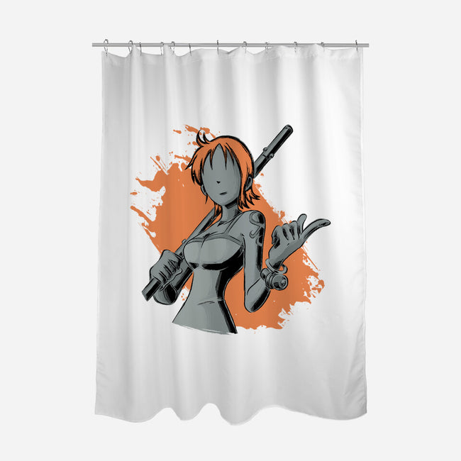 Dark Nami-none polyester shower curtain-xMorfina